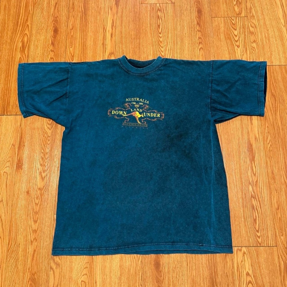Australia Men's Shirt XL Vintage Kangaroo Land Down Under Dyed Blue 90s